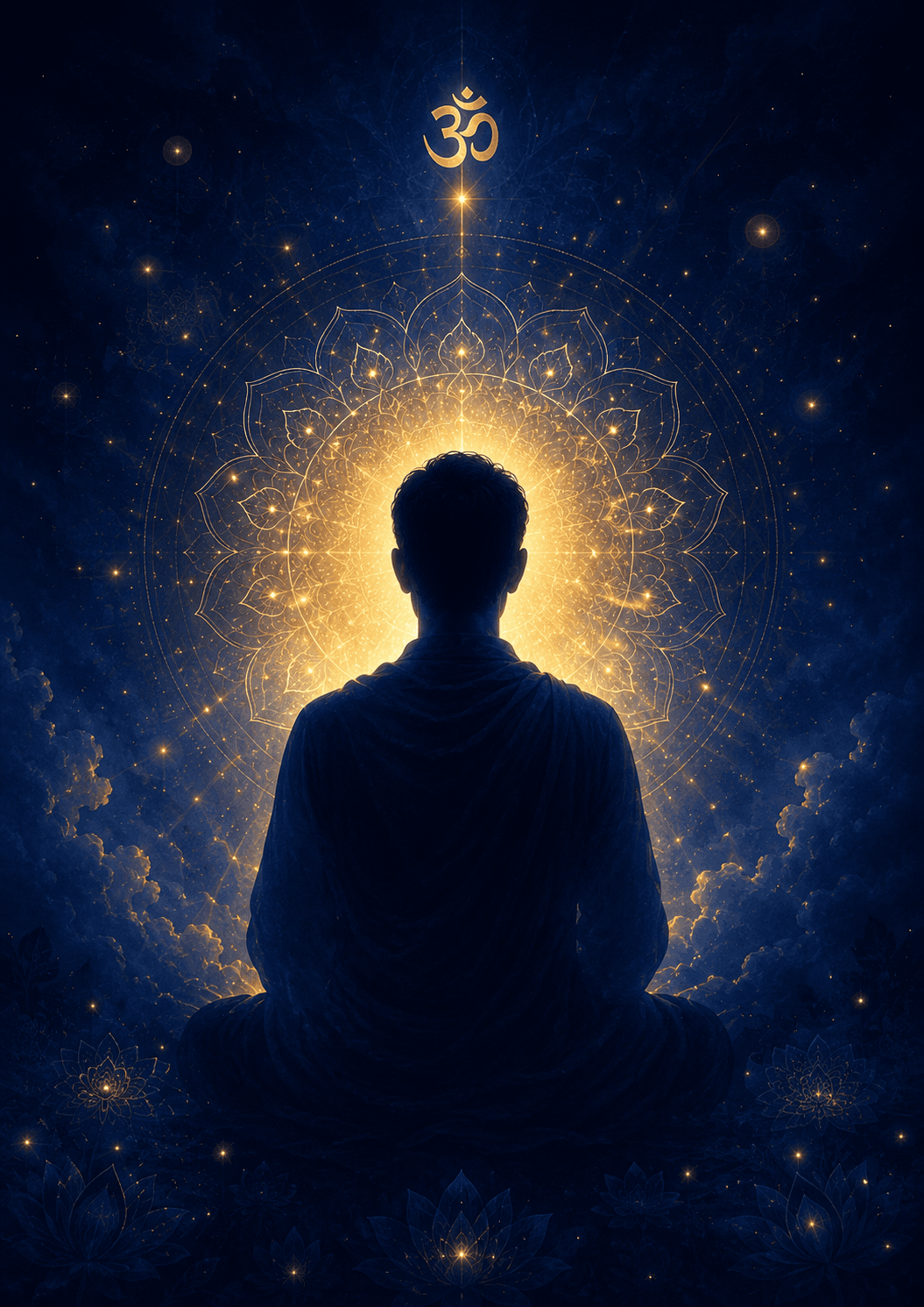 Meditating figure in peaceful practice